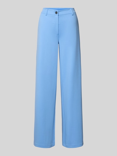 Produktfoto, Wide Fit Stoffhose mit Viskose-Anteil Modell 'Nanni' van FREE/QUENT in lichtblauw, elastische stof, rechte pijpen, zichtbare knoopsluiting.