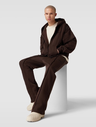 Pegador Oversized Sweatjacke mit Kapuze Modell 'ANCY' Dunkelbraun 1