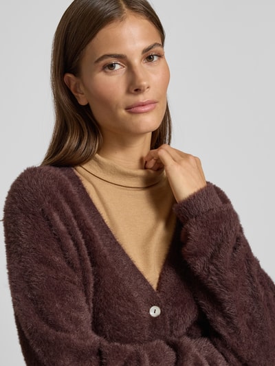 ICHI Kurtka z dzianiny z dekoltem w serek model ‘BRULA’ Ciemnobrązowy 3