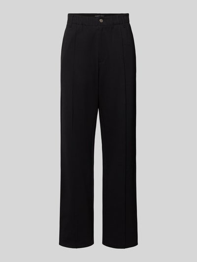 Produktfoto, Hose mit elastischem Bund und Gesäßtasche von GUESS, schwarze Baumwoll-Mixhose mit Stretch, Regular Fit, glatte Struktur
