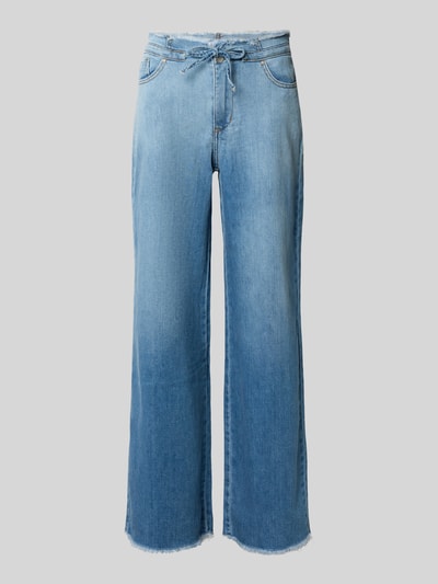 Produktfoto, Barrel Fit Jeans mit Franjes und vetersluiting van Buena Vista, lichtblauw, mix van katoen en lyocell, steekzakken