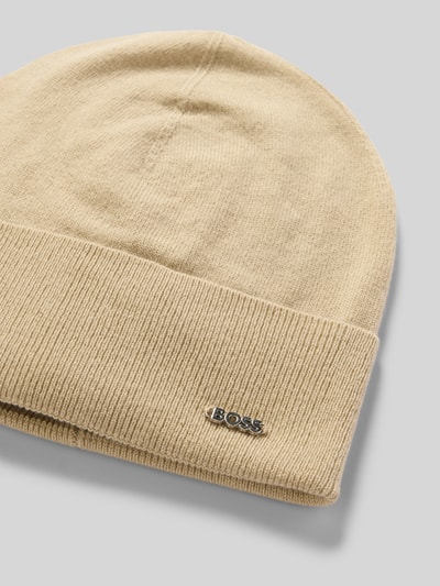BOSS Beanie van een mix van scheerwol en kasjmier, model 'LARI' Beige - 2