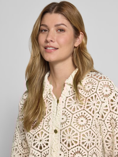 Smith and Soul Bluzka o kroju relaxed fit z koronki szydełkowej Złamany biały 3
