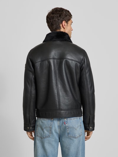 JOOP! COLLECTION Regular fit leren jack van lamswol, model 'Boron' Zwart - 5