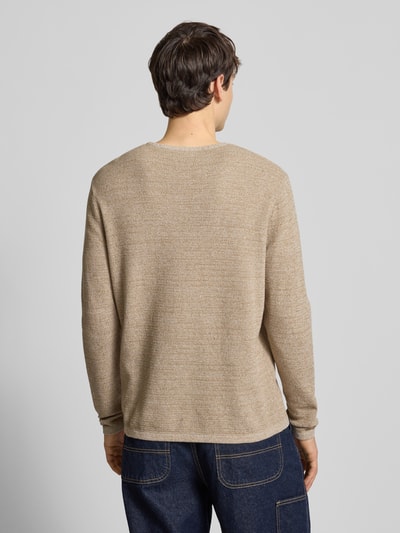 Jack & Jones Gebreide pullover met geribde ronde hals, model 'GEORGE' Beige gemêleerd - 5