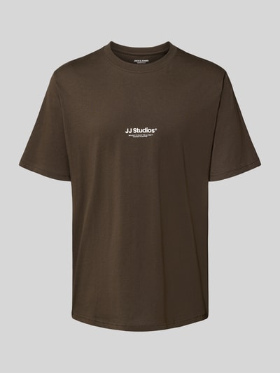 Jack & Jones T-shirt met ronde hals, model 'SOHO' Donkerbruin - 2
