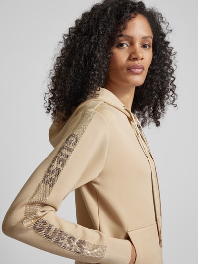 Guess Bluza rozpinana z detalami z logo Szarobrązowy 3