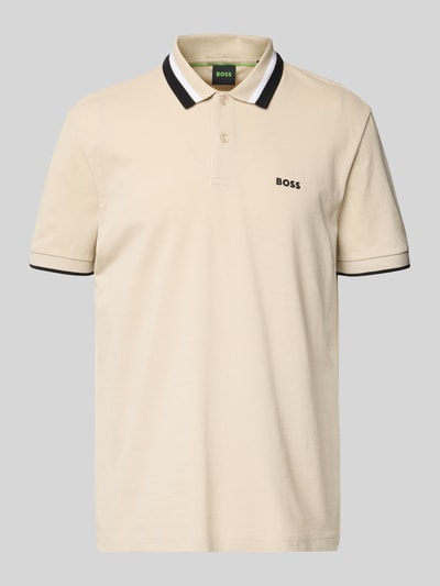 BOSS Green Regular fit poloshirt met labelprint, model 'Paddy' Beige - 2