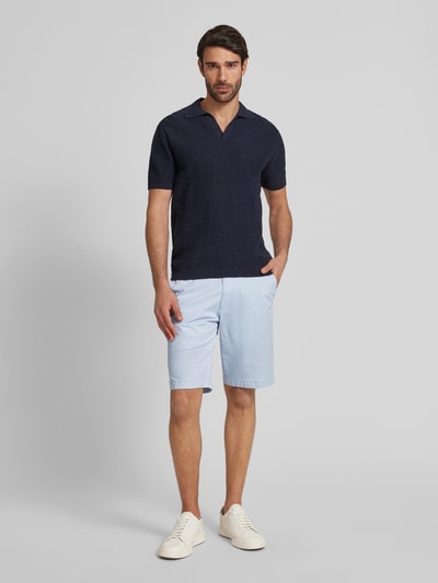 bugatti Regular fit korte chino met ceintuurlussen, model 'Flat' Lichtblauw - 1