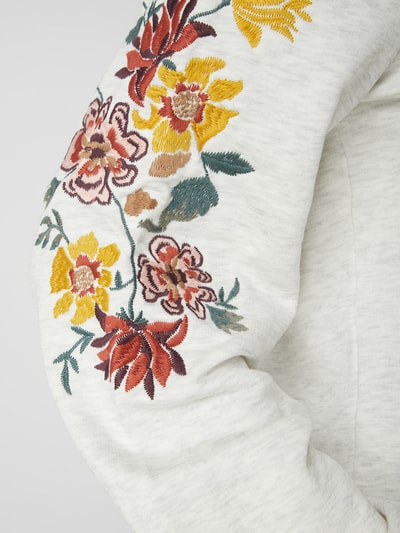 Only Sweatshirt mit floralen Stickereien  Hellgrau Melange 5