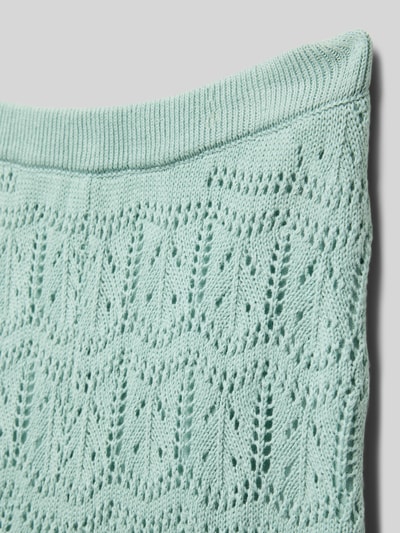 Mango Wide Leg Stoffhose mit Lochmuster Helltuerkis 2