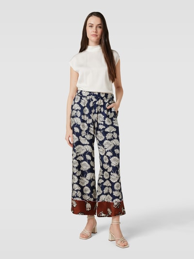 Weekend Max Mara Stoffen broek van zijde met all-over bloemenprint, model 'DIVO' Marineblauw - 1