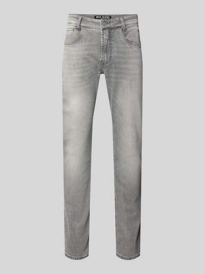 Produktfoto, Jeans mit 5-Pocket-Design von MAC in Grau, gerader Schnitt, Baumwoll-Mix mit Stretch-Anteil, Knopf- und Reißverschluss.