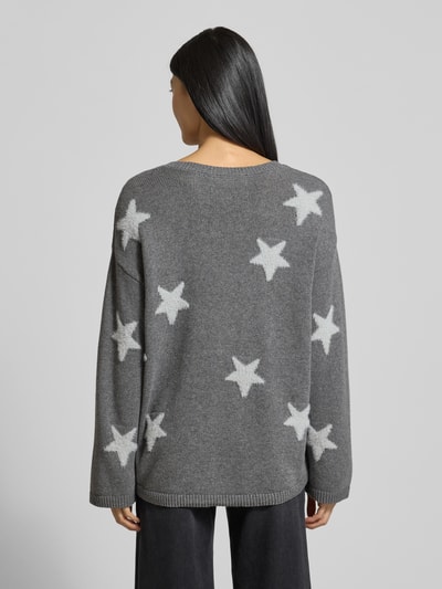 Smith and Soul Sweter z dzianiny o luźnym kroju z domieszką kaszmiru Średnioszary melanż 5