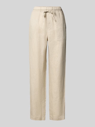 ECOALF Regular fit linnen broek met tunnelkoord, model 'INDIALF' Beige - 1