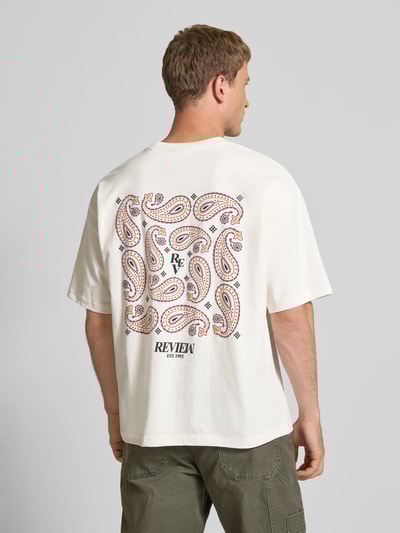 REVIEW Oversized T-shirt met labelprint en ronde hals Offwhite - 5