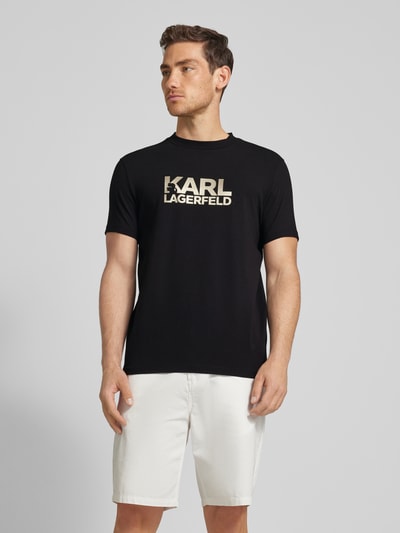 Karl Lagerfeld T-Shirt mit Label-Print Gold 4