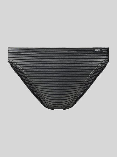 Produktfoto, Slim Fit Slips mit Logo-Patch van HOM, herenslips van modalmix, elastische band, zwart met grijze strepen, detail van texturen en materialen