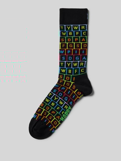 Happy Socks Sokken met motiefstitching, model 'KEYBOARD' Zwart - 1