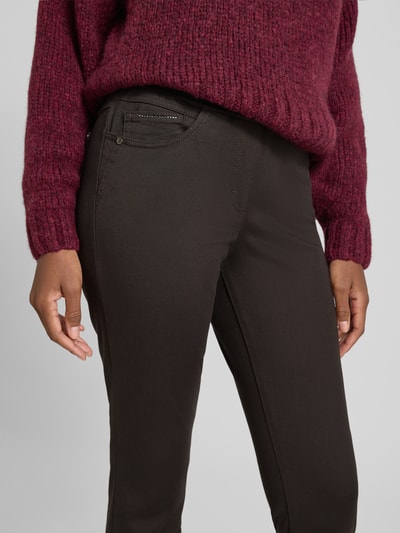 Raphaela By Brax Stoffen broek met elastische band, model 'PAMINA' Chocoladebruin - 3