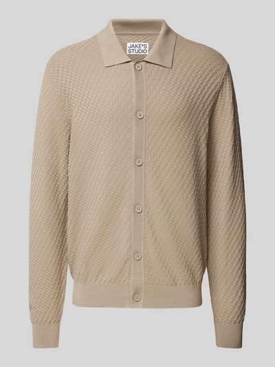 JAKE*S STUDIO MEN Cardigan aus Viskose mit Strukturmuster Khaki 2