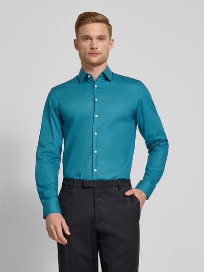 Jake*s Slim Fit Business-Hemd mit Knopfleiste Petrol 4