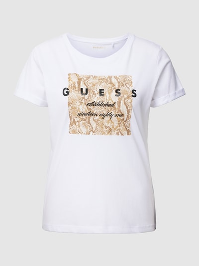 Guess T-shirt z nadrukiem z logo model ‘PYTHON’ Biały 2