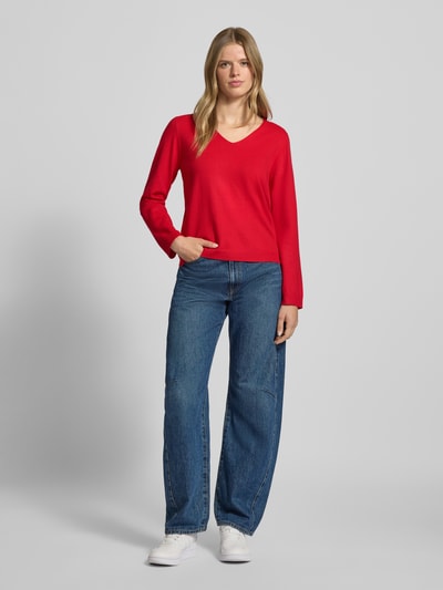 Pieces Regular Fit Pullover mit V-Ausschnitt Modell 'BREE' Rostrot Melange 1