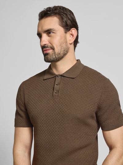 MCNEAL Strickpolo mit kurzer Knopfleiste Mittelbraun 3