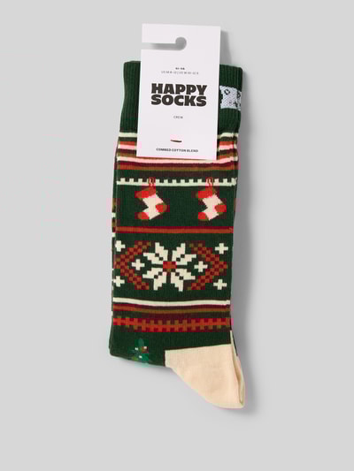 Happy Socks Regular fit sokken met logostitching, model 'Christmas Sweater' Groen - 3