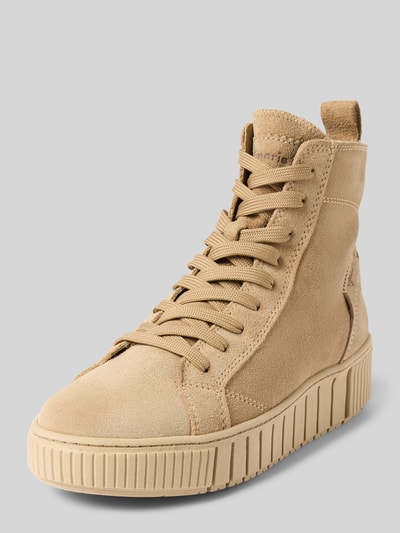Tamaris Sneakersy wysokie z naturalnej skóry welurowej Beżowy 1