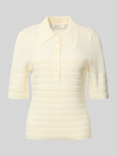 Gestuz Poloshirt van viscosemix met korte knoopsluiting Beige - 2