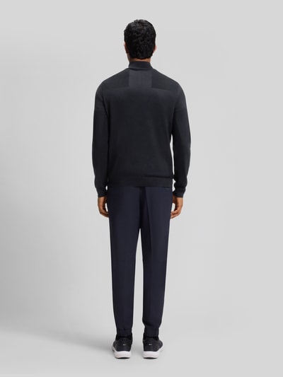 BOSS Green Sweter o kroju regular fit z dodatkiem żywej wełny model 'KN_Momentum-X QZ' Ciemnoniebieski 5