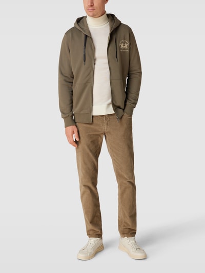 La Martina Sweatjacke mit Label-Stitching Olivgrün 1