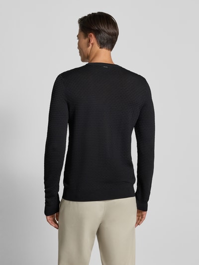 Antony Morato Slim fit pullover van viscosemix met structuurmotief Zwart - 5