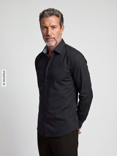 OLYMP Level 5 slim fit zakelijk overhemd met kentkraag Zwart - 4