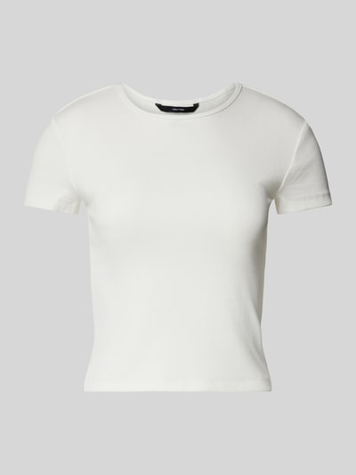 Vero Moda T-Shirt in Ripp-Optik Modell 'CHLOE' Weiss 2