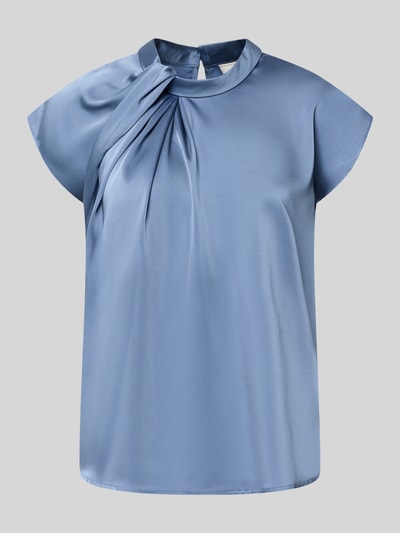 Neo Noir Blusentop aus Satin mit Knotendetail Modell 'Fleur Drapy' Rauchblau 1