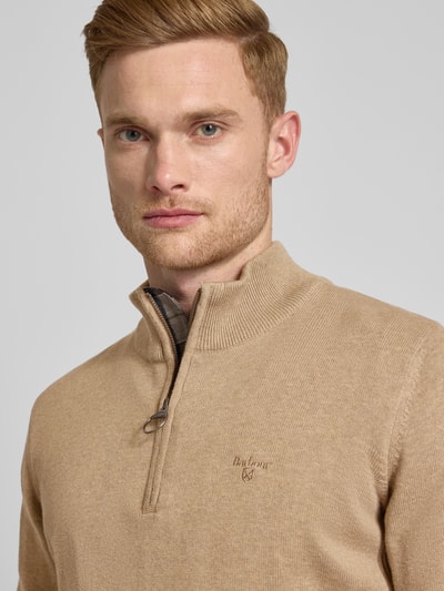 Barbour Strickpullover mit Troyer-Kragen Sand 3