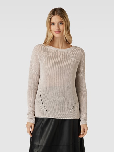 comma Gebreide pullover met extra brede schouders Goud gemêleerd - 4