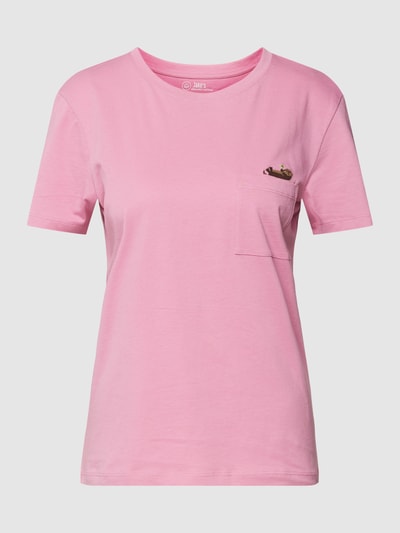 Jake*s Casual T-Shirt aus Baumwolle mit Motiv-Stitching Rosa 2