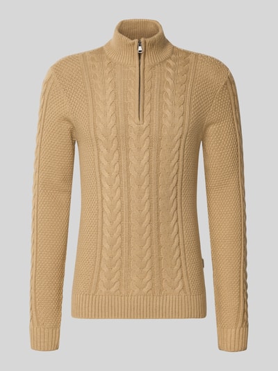 Blend Strickpullover mit Reißverschluss Modell 'BASIM' Beige 2