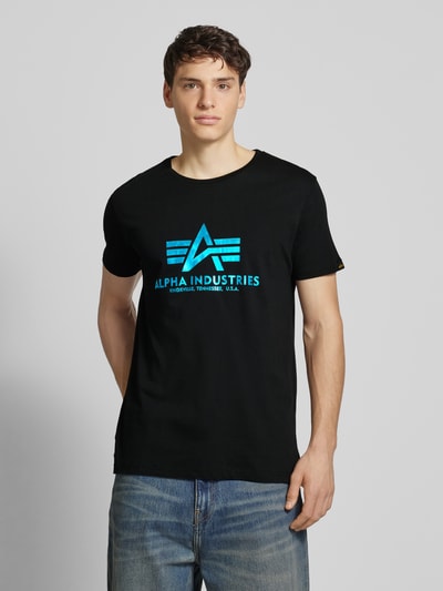 Alpha Industries T-Shirt mit Label-Print Metallic Blue 4