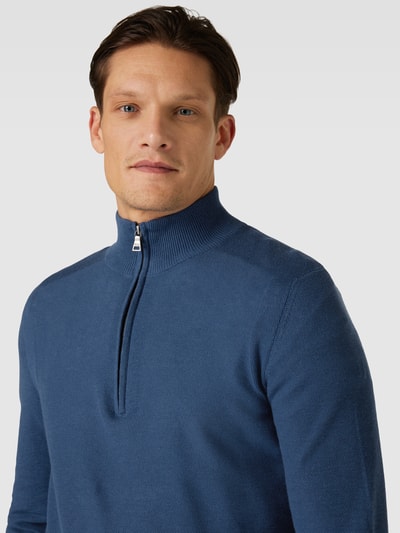 Brax Gebreide pullover met opstaande kraag, model 'Steffen' Donkerblauw - 3