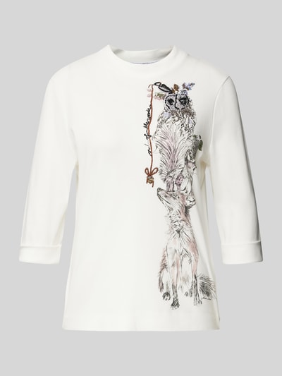 Marc Cain T-Shirt mit Zierstein- und Paillettenbesatz Offwhite 2