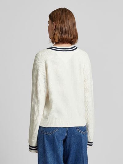 Tommy Jeans Gebreide pullover met labelstitching Offwhite - 5