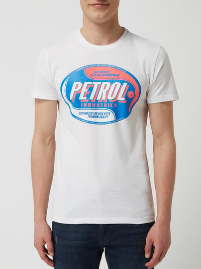 Petrol T-shirt met logoprint  Wit - 4