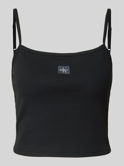 Calvin Klein Jeans Top krótki z detalem z logo Czarny 2
