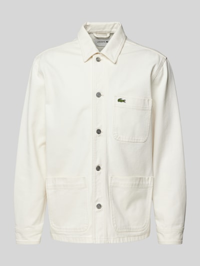 Lacoste Relaxed Fit Hemdjacke mit Eingrifftaschen Offwhite 2