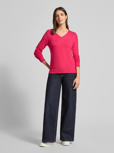 VILA Regular Fit Longsleeve aus Viskose in Strick-Optik Modell 'Viril' Pink 1